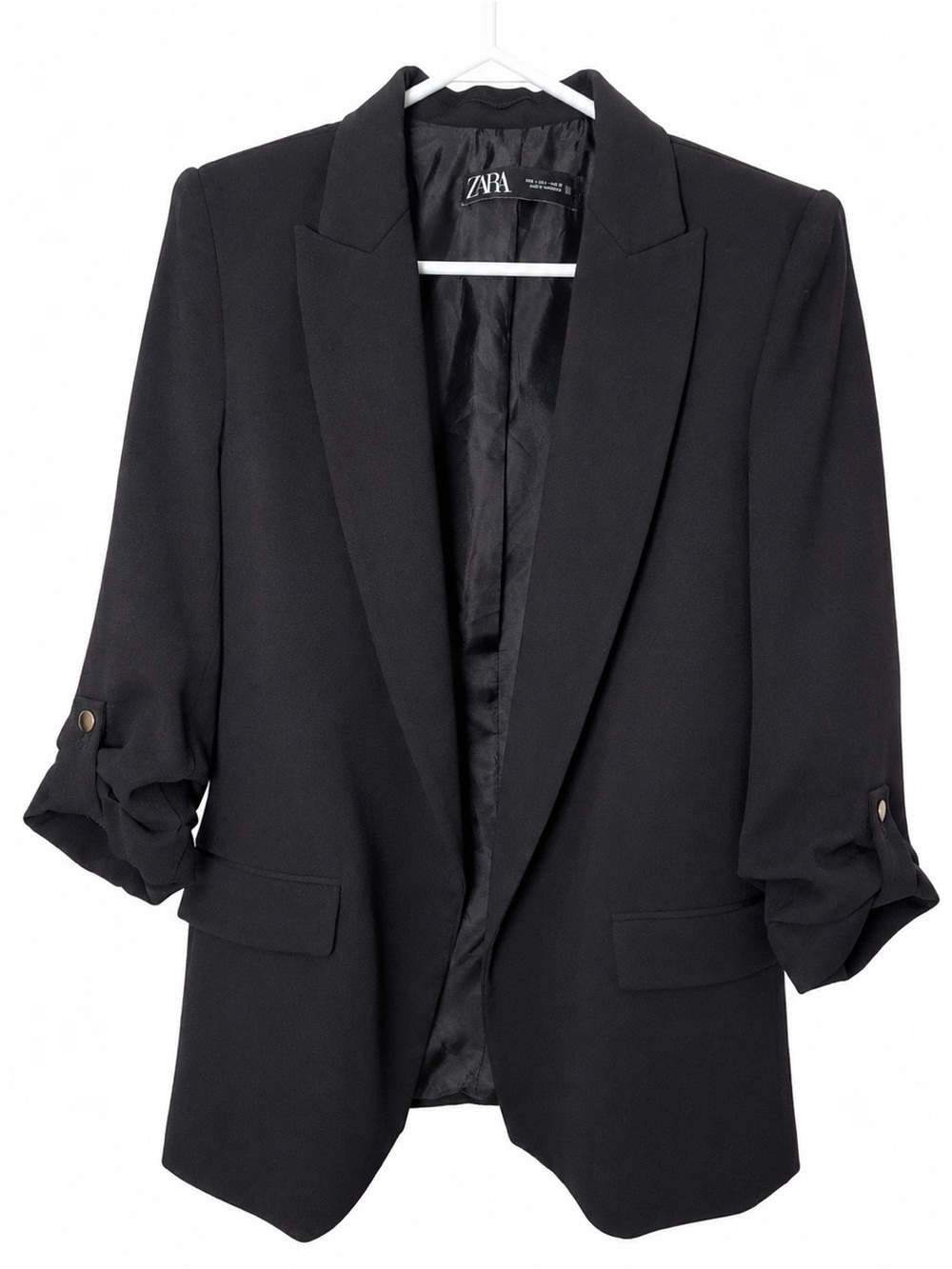 Zara Black Relaxed Open-Front Blazer